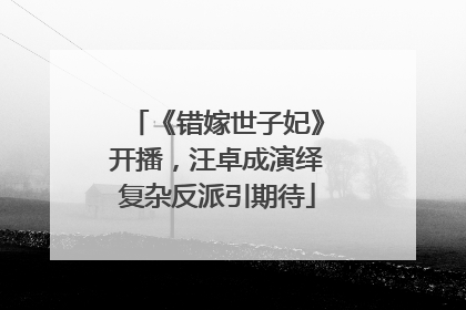 《错嫁世子妃》开播，汪卓成演绎复杂反派引期待