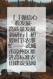 「强信心 看发展·高质量发展调研行」初夏时节农事忙——武威市凉州区推进高标准农田建设见闻