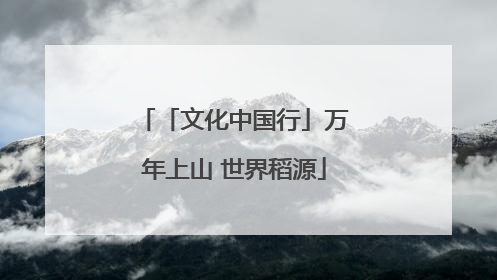 「文化中国行」万年上山 世界稻源