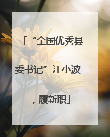 “全国优秀县委书记”汪小波，履新职