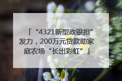 “4321新型政银担”发力，200万元贷款助家庭农场“长出彩虹”