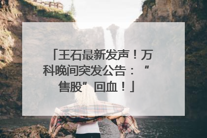 王石最新发声！万科晚间突发公告：“售股”回血！