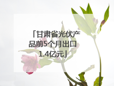 甘肃省光伏产品前5个月出口1.4亿元