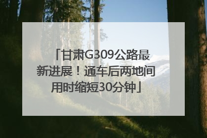 甘肃G309公路最新进展！通车后两地间用时缩短30分钟
