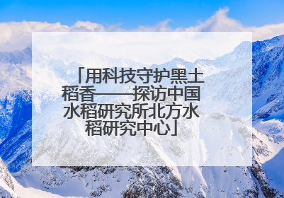 用科技守护黑土稻香——探访中国水稻研究所北方水稻研究中心