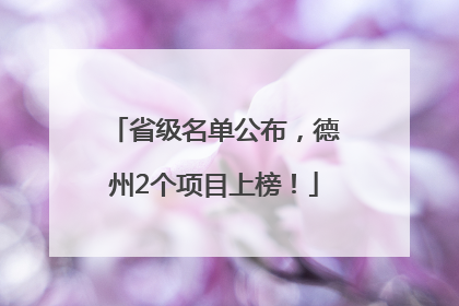 省级名单公布，德州2个项目上榜！