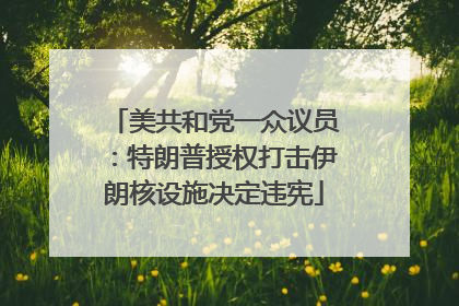 美共和党一众议员：特朗普授权打击伊朗核设施决定违宪