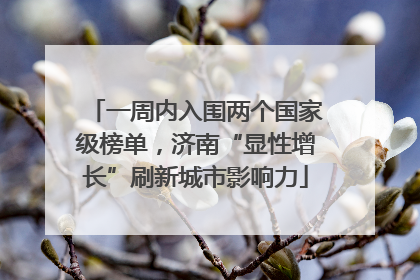 一周内入围两个国家级榜单，济南“显性增长”刷新城市影响力