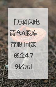 万科闪电清仓A股库存股 回笼资金4.79亿元