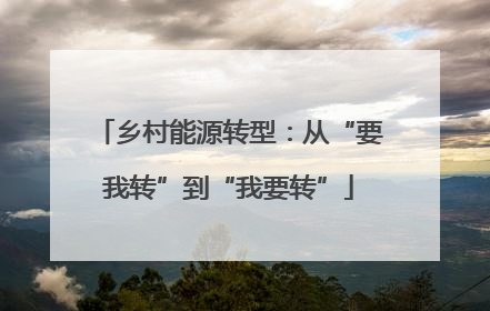 乡村能源转型：从“要我转”到“我要转”