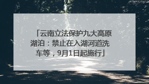 云南立法保护九大高原湖泊：禁止在入湖河道洗车等，9月1日起施行