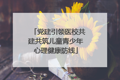 党建引领医校共建共筑儿童青少年心理健康防线