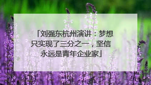 刘强东杭州演讲：梦想只实现了三分之一，坚信永远是青年企业家