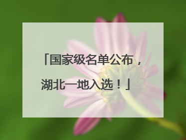 国家级名单公布，湖北一地入选！