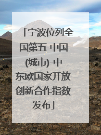 宁波位列全国第五 中国(城市)-中东欧国家开放创新合作指数发布