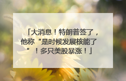 大消息！特朗普签了，他称“是时候发展核能了”！多只美股暴涨！