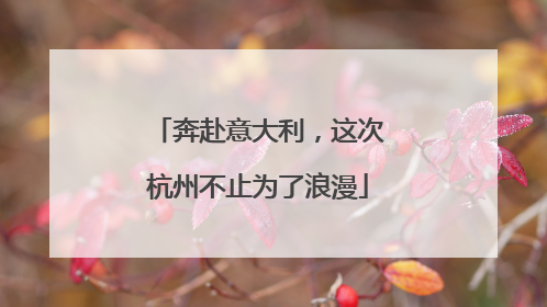 奔赴意大利，这次杭州不止为了浪漫