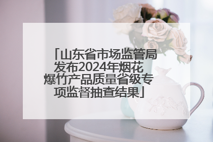山东省市场监管局发布2024年烟花爆竹产品质量省级专项监督抽查结果
