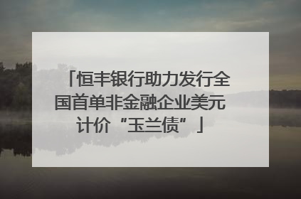 恒丰银行助力发行全国首单非金融企业美元计价“玉兰债”