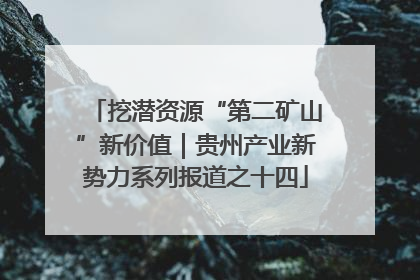 挖潜资源“第二矿山”新价值｜贵州产业新势力系列报道之十四