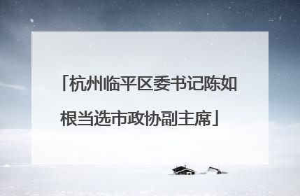 杭州临平区委书记陈如根当选市政协副主席