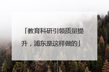 教育科研引领质量提升，浦东是这样做的