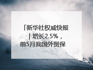 新华社权威快报｜增长2.5%，前5月我国外贸保持较强韧性