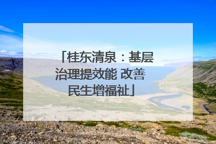 桂东清泉：基层治理提效能 改善民生增福祉