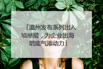 温州发布系列出入境举措，为企业出海增底气添动力