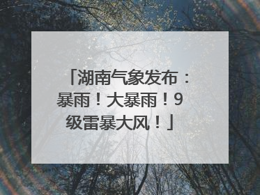 湖南气象发布：暴雨！大暴雨！9级雷暴大风！