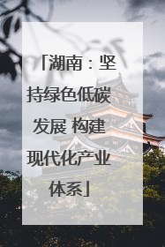 湖南：坚持绿色低碳发展 构建现代化产业体系