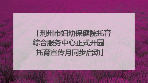 荆州市妇幼保健院托育综合服务中心正式开园 托育宣传月同步启动