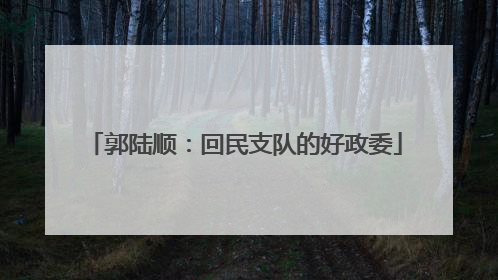 郭陆顺：回民支队的好政委