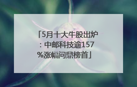 5月十大牛股出炉：中邮科技逾157%涨幅问鼎榜首